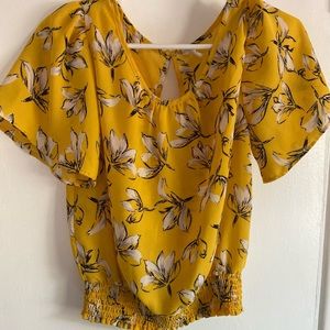 Mustard floral blouse